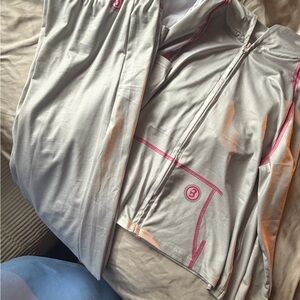 Gray Jacket with Pink Accents